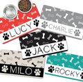 Custom Pet Food Mat - Personalized Dog Cat Water Bowl Placemat - Non-Slip & Absorbant - Your Own Pet's Name - Flexible & Easy to Store & Portable - Multiple Color Options - 12x22 inches