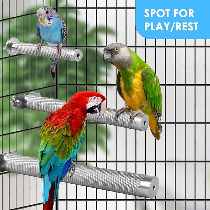 KATUMO Conure Perch - Stainless Steel Bird Stand Rough-surfaced Branch for Small Birds (6 x 0.7 inch)