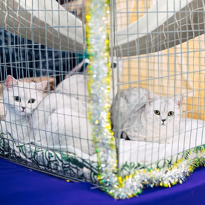 Jetec 2 Pack Cat Hammock for Cage, Catio Accessories Reversible Soft Cats Bed with Adjustable Straps and Hooks Double-Sided Linen and Fleece Hanging Hammock for Cats, Kitten(Cat and Plaid,L)