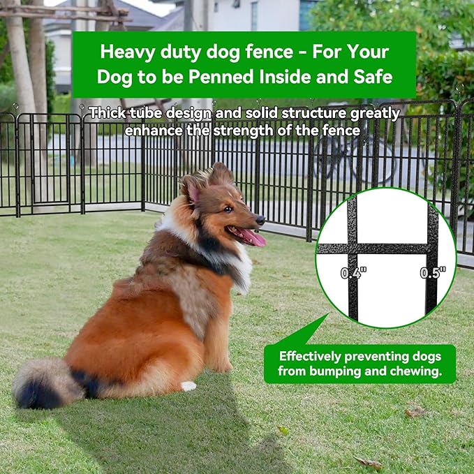 Heavy Duty Dog Playpen: 24 Steel Panels 40" Height, Square Steel Pipe with Reinforced Crossbars, 54FT 227 Sq.ft Portable Fence for Yard RV Camping, Snowy Black