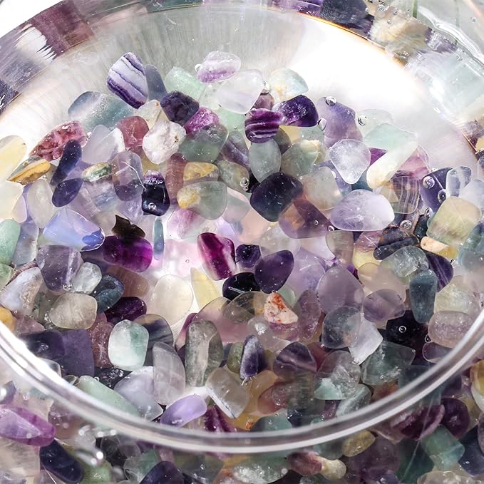 JOHOUSE Quartz Crystals, Crushed Chips Tumbled Polished Stones Assorted Irregular Shaped Decorative Rocks Succulent Pebbles for Indoor Plants Aquarium Betta Fish Tank Gravel Vase Filler DIY Crafts 1LB