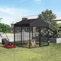 Large Outdoor Dog Enclosure,Heavy Duty Dog Cage with Roof,Galvanized Steel Dog Kennel Fence with Double Safety Locks(4.2'L x 4'W x 4.5'H)