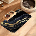 Dog Bowl Mat,Abstract Marbled Pet Feeding Mat for Floors Waterproof,Gold Black Absorbent Dogs Placemat for Food and Water Quick Dry Pet Cat Feeding Mats with Non Slip Bottom 12" x 20"