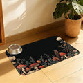Vintage Mushroom Flower Pet Feeding Mat, Absorbent Dog Cat Bowl Pad, Fast Dry, Waterproof Rubber Back – 12x20 Inch
