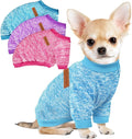 3 Pack Dog Sweaters for Small Dogs Girl Boy Winter Fleece Clothes Warm Soft Dog Sweatshirt Outfit for Dogs Cats Pet Apparel (Rose+Light Blue+Purple, Small)