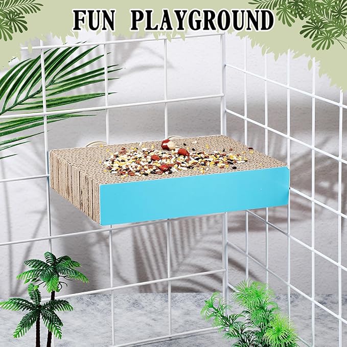 Skyygemm 2 Pieces Parrot Toy Bird Chew Cage Accessories Flat Perch Bird Paw Grinding Stand Parrot Cage Playground for Macaws, Small Parakeets, Conures, Budgies, Finches Conure Cockatiel(Medium)
