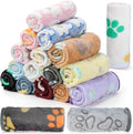 Chumia 18 Pcs Fleece Pet Blanket Soft Warm Sleep Mat Fluffy Cute Puppy Supplies Paw Bone Star Elephant Dot Heart Print Design Bed Blankets for Dog Cat Kitten Animals(30 x 20 Inch,Cute)