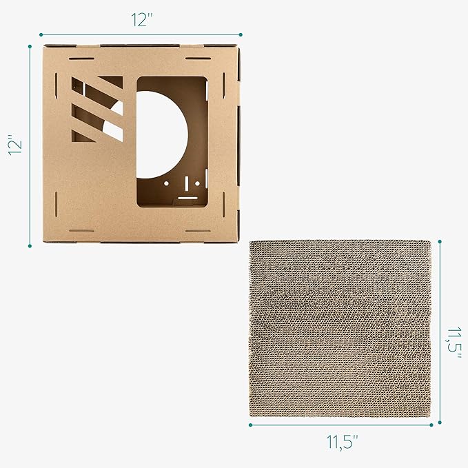 Navaris Modular Cardboard Cat House - DIY Corrugated Cardboard Configurable Play Tower Condo for Small Cats, Kittens, Rabbits - 3 Cubes