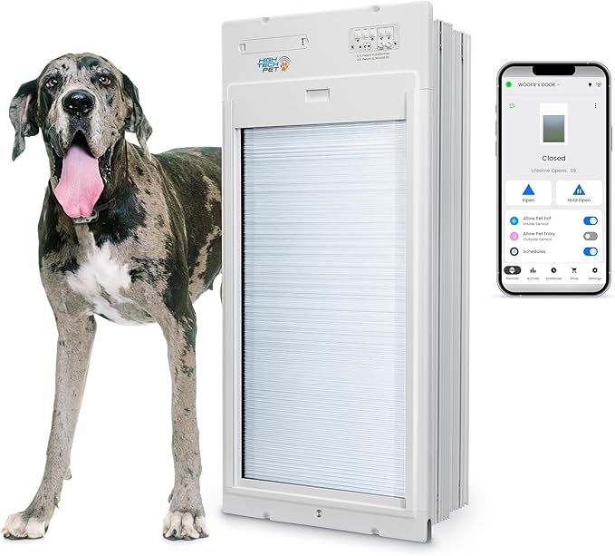 Power Pet® Automatic Roll-Up Pet Door by High Tech Pet – Motorized Vertical Door, Pet-Activated, WiFi App Control, Safety Sensor, Airtight Security, 24/7 Timers