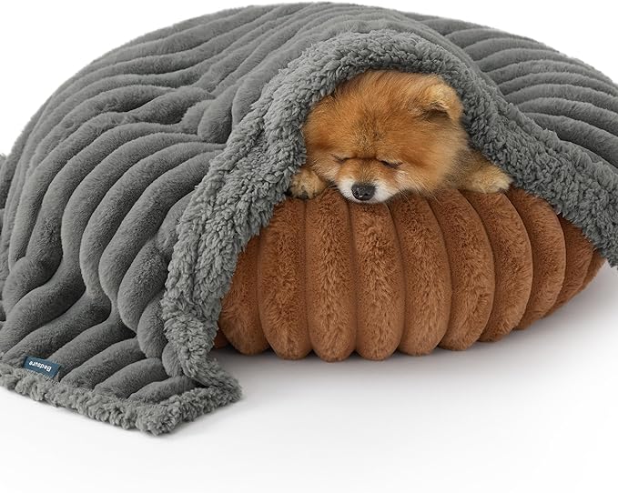 Bedsure ComfyFleece™ Waterproof Dog Blankets for Small Dogs - Soft Puppy Cat Blanket Corduroy Fleece Washable, Cozy Calming Reversible Furniture Protection for Pet Kitten Doggy,25"x35", Warm Grey