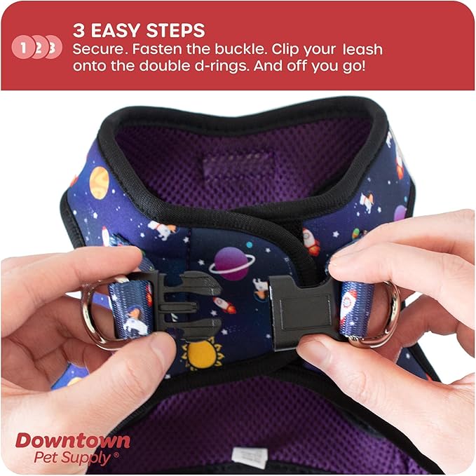 Downtown Pet Supply Step-in Dog Harness – No Pull, Adjustable Padded Mesh with Reflective Trim, Secure Buckle Strap – Comfortable & Breathable Small Dog Harness, X-Large, Space