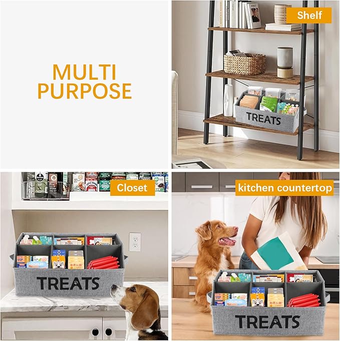 Dog Treat Container Storage Basket pet Food Storage containers Great for organizing Food Treats Snack for pet Dogs Cats Birds Animal Gray