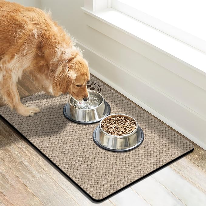 Pet Feeding Mat for Floors Waterproof Dog Mat for Food and Water Absorbent Quick Dry Non Slip mat for Cat Bowls