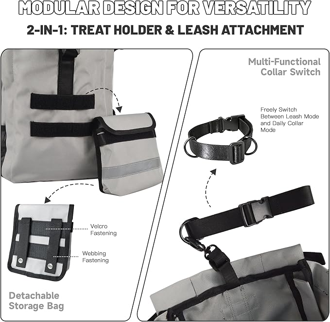 Dog Carrier Backpack for Medium Dogs, Hiking Bag for Pets Up to 30 lbs - 4-Layer Safety Design with Thick Padded Straps, Built-in Leash & Breathable Mesh, Suitable for Hiking, Cycling, and Travel
