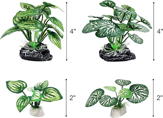 4PCS Aquarium Plants Betta Fish Tank Decorations Small Size Soft Faux Silk Aquarium for Hiding Fish Reptil