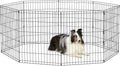 MidWest Homes for Pets Folding Metal Puppy / Dog Exercise Pen, Indoor/Outdoor Playpen with No Door, Provides 16 Sq Feet of Play Space, 30-Inches Tall, Black E-Coated