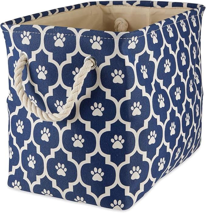 Bone Dry Pet Storage Collection Lattice Paw Print, Nautical Blue, Large Rectangle
