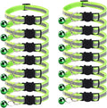 14 Pack Breakaway Cat Collar with Bell, Reflective Kitten Collar for Girl Boy Cats, Safety Buckle Adjustable 7.5-12.5 Inch, 0.4 Inch Width Lightweight, Pet Gifts (Fluorescent Green)