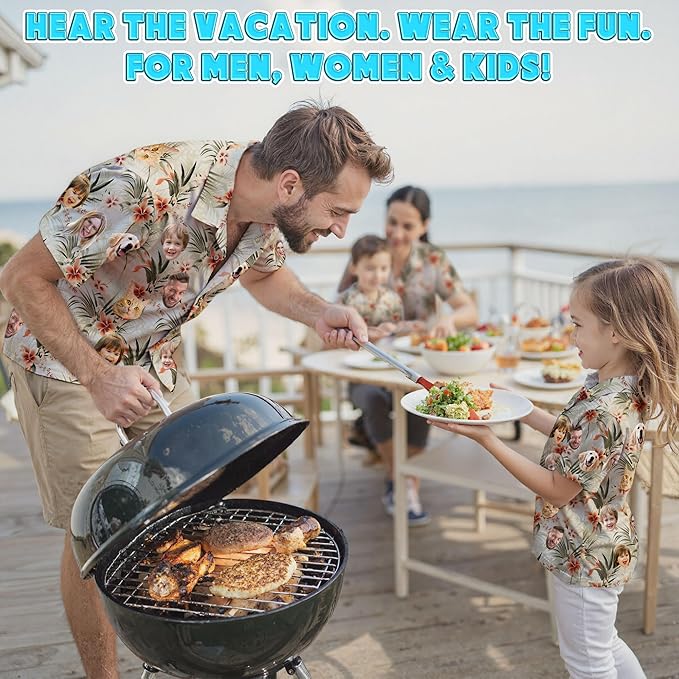 Custom Hawaiian Shirt with Face Photo Picture for Men Women Kids Youth Adult, Tropical Personalized Hawaiian Shirts Gift