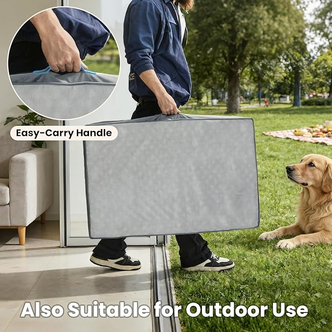 OhGeni Orthopedic Waterproof Dog Bed for Large Dogs, Machine-Washable Removable Cover in Easy-Clean Fabric, High Density Foam & Easy-Carry Handle, Suitable for Crate, 41 inch (Gray)
