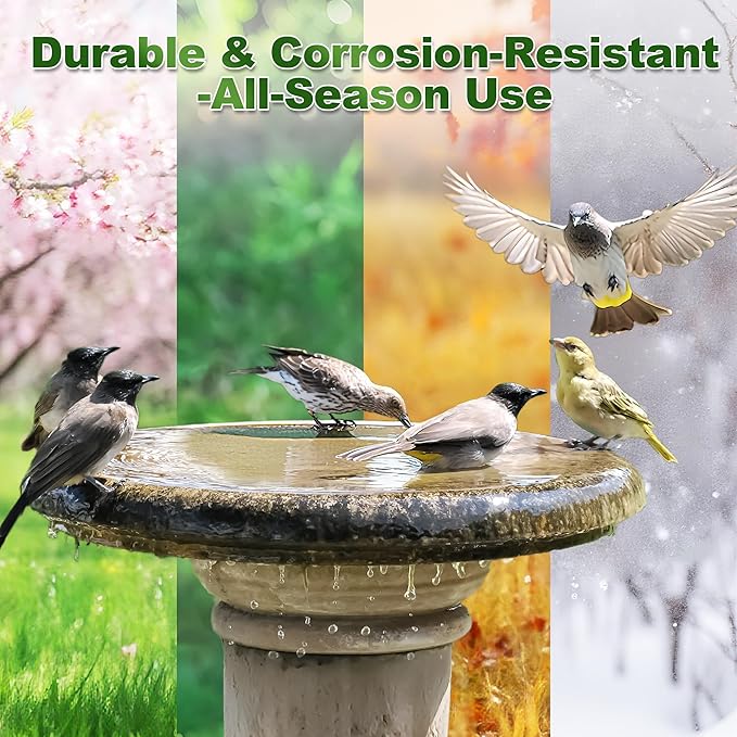2 Pack Bird Bath Copper Disk, 99.99% Pure Copper Purification Disk - Physical Safe Clean Water All-Season, Bird-Safe for Outdoor Baths, Solar Fountains, Concrete Bowls (3-Point Support)