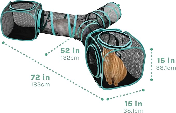 Kitty City Outdoor Catio Furniture and Play Kits for Cats, Three Way Tunnel