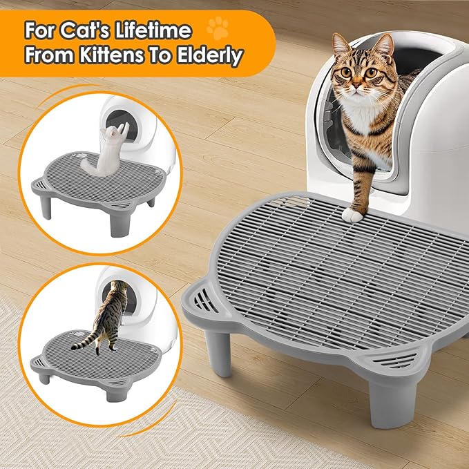 Litter Catching Step for Cat Litter Box, Litter Trap Stool for Automatic Litter Box Self Cleaning, Litter Collection Stairs, Litter Catcher Ramp for Old Geriatric Senior Cat or Kitten
