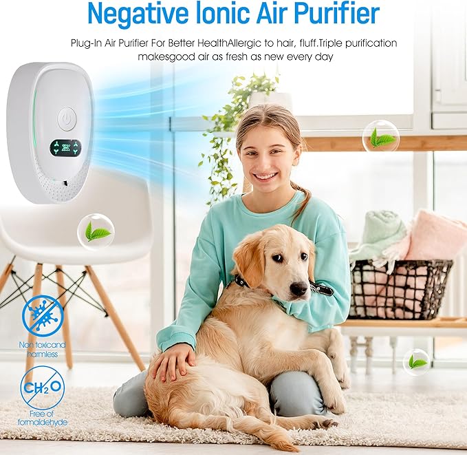 Air Ionizers for Home,4-Pack Negative Ion Air Purifiers & Odor Eliminators Quiet Plug-in for Bedroom, Office, Living Room Compact Freshener for Pet, Smoke, and Kitchen Odor