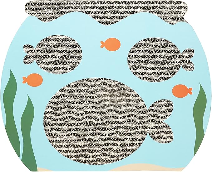 Pearhead Interactive Cat Scratch Toy, Fishbowl Theme, 19"W x 14.8"H x 1.3"D