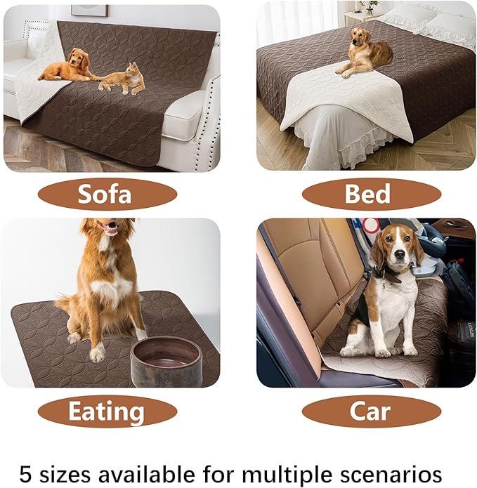 Waterproof Dog Blanket, 40x50 inches Pet Couch Covers for Sofa, Bed Furniture Protector from Dogs Washable and Reversible-Chocolate+Cream