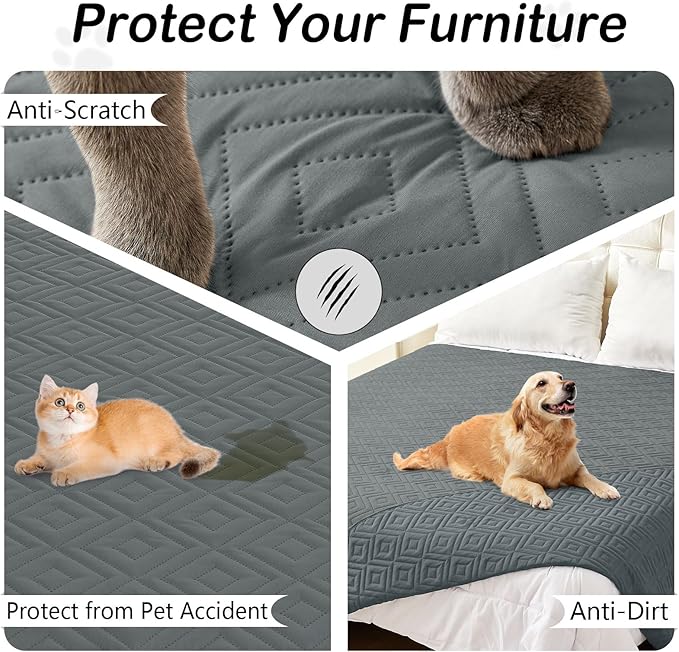 hyha Waterproof Dog Blanket, Soft Dog Bed Cover Pet Blankets, Waterproof Sofa Couch Cover for Dogs Washable, Reversible Pet Couch Covers for Sofa Furniture (68x82 Inch, Dark Grey/Dark Grey)
