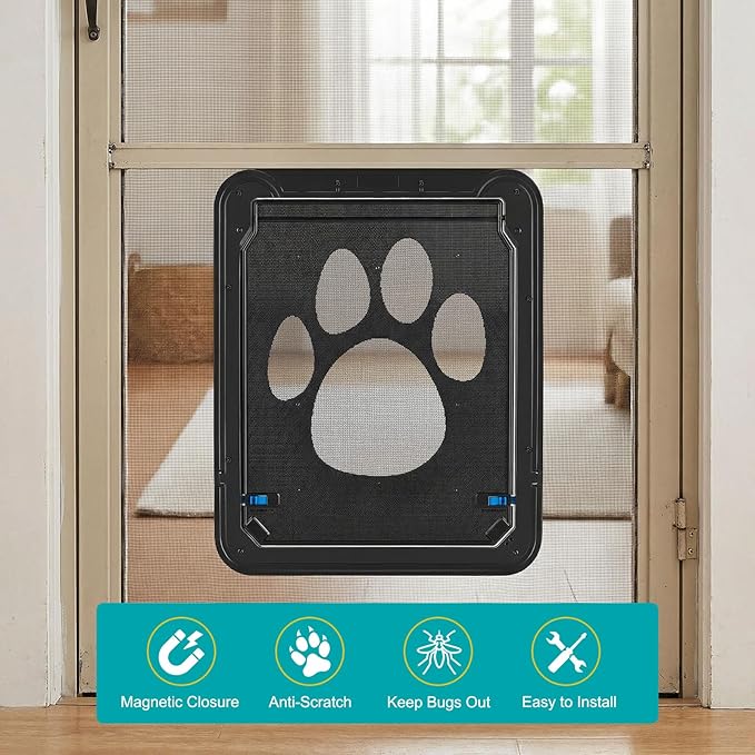 Ownpets Dog Screen Door, Inside Door Flap 12x14x0.4 Inch, Lockable Pet Screen Door, Magnetic Self-Closing Screen Door with Locking Function, Sturdy Screen Door for Dogs Cats