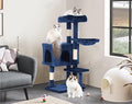 Cat Tree Tower, 36" Small Cat Tower for Indoor Cats with Scratching Post, Bed, Condo, Hang Ball, Multi-Level Cat Trees Cat Furniture Activity Center, Navy Blue