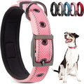 PetiFine Dog Collars for Small Dogs, Neoprene Padded Dog Collar, Reflective Heavy Duty Pet Collars with Durable Metal Belt Buckle for Walking, Pink, S