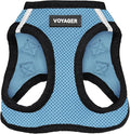 Best Pet Supplies - All Weather Mesh / Plush, Reflective, No Pull Harness for Small, Medium Dogs, Cats - Secure with Hook & Loop Fastener, Buckle, Double D-Rings - Baby Blue/Black Trim, L