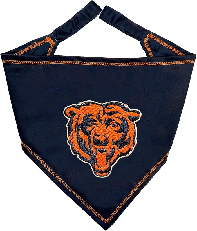 NFL Chicago Bears TIE Bandana, Small/Medium. Dog Bandana Scarf Bib for Pet Cat Dog. The Ultimate Game-Day, Party Bandana