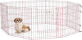 MidWest Homes for Pets Folding Metal Puppy / Dog Exercise Pen, Indoor/Outdoor Playpen with Door, 16 Sq Feet of Play Space, 24-Inches Tall, Pink