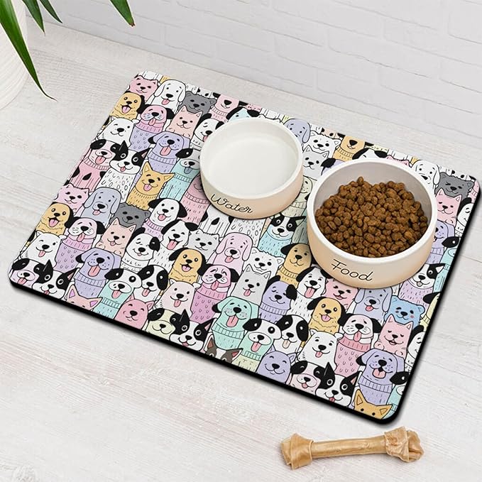 Pet Feeding Mat for Floors Waterproof Dog Mat for Food and Water Absorbent Quick Dry Non Slip mat for Cat Bowls