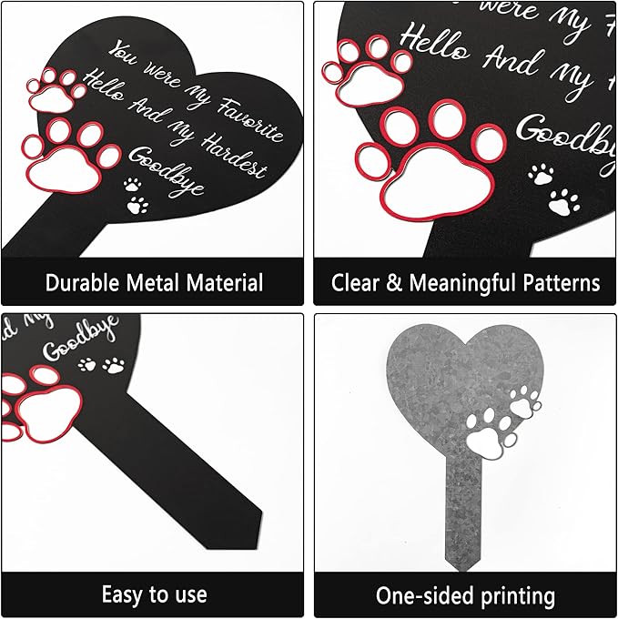BUoonyer Pet Memorial Graves Markers for Dogs Cats, Pet Cemetery Headstones Decorations, Metal Cross Stake Grave Stones Decor, Graveyard Remembrance Graveside Sign for Garden Outdoor Outside Yard