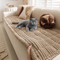 FUNNY FUZZY Pet Couch Covers for Sofa, Flannel Dog Couch Cover for Dogs Washable, Sofa Cover Furniture Protector Pet-Friendly Sofa Cover for Dogs & Kids (Light Brown, 27.6"×82.7")
