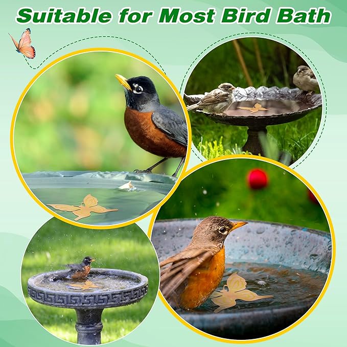 Saillong 1 Pack Bird Bath Copper Disk, Reinforced 99.99% Pure Copper Bird Bath Purification Disk for Physical Clean Water, Birdbaths Cleaner for Outdoor Birdbaths, Bowl and Garden Fountain (Butterfly)