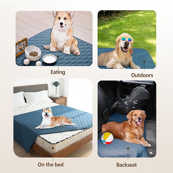 gogobunny 3X Stronger Waterproof Pet Blanket, Scratch Proof Furniture Protector for Dogs Cats, Reversible Cover 30x70 Inch, Dark Blue