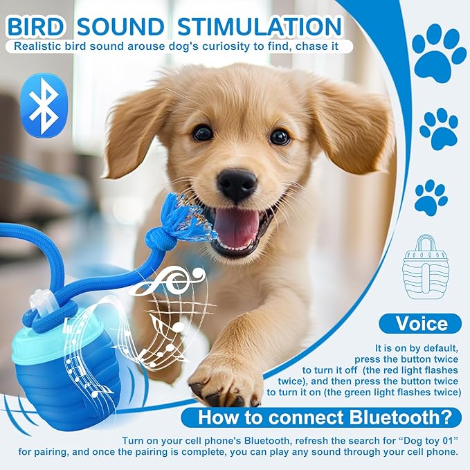 Interactive Dog Toys, [2026 Newly Upgraded] Interactive Dog Ball for Medium/Large Dogs, Automatic Moving Dogs Toy Wicked Ball for Boredom & Training, Play Music, USB Rechargeable(Blue)