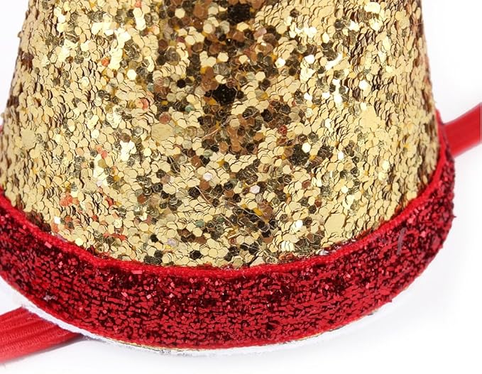 Stock Show Pet Cute Birthday Party Cone Hat and Bow tie Collar Set with Adjustable Headband and Pom-poms Topper for Small Medium Dogs Cats Pets (Red)