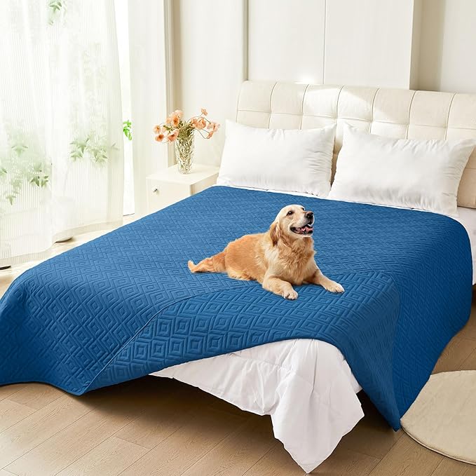 hyha Waterproof Dog Blanket, Soft Dog Bed Cover Pet Blankets, Waterproof Sofa Couch Cover for Dogs Washable, Reversible Pet Couch Covers for Sofa Furniture (82x102 Inch, Navy Blue/Navy Blue)