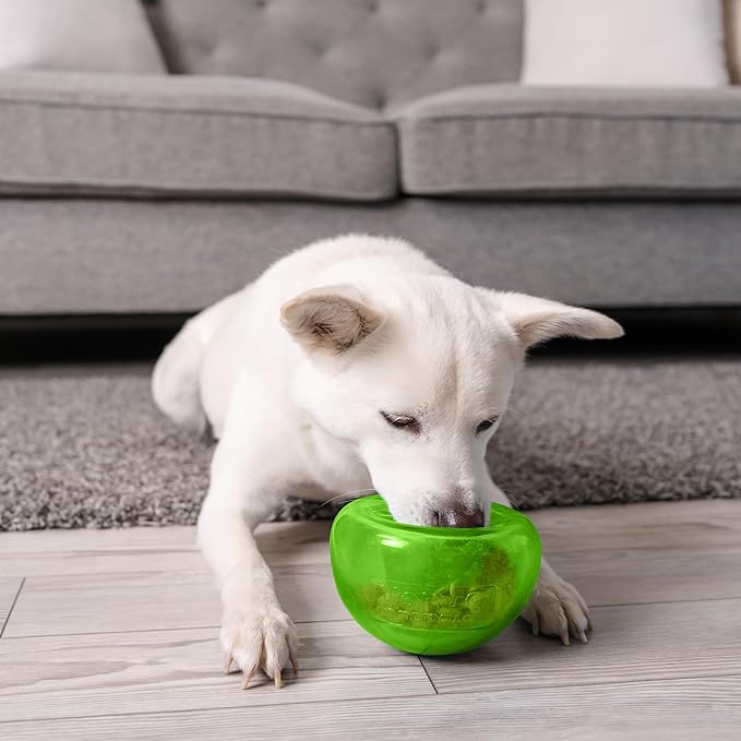 Outward Hound by Planet Dog Snoop Dog Toy – Treat‑Dispenser Puzzle Ball, Interactive Slow Feeder, Medium to Large Dogs, Bouncy & Mint-Infused, Green, 5"