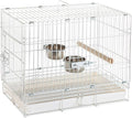 Prevue Hendryx Travel Bird Cage - Short Term Travel Cage, Carrier for Small Birds, Ideal for Small Conures, Parrots, Cockatiels, Parakeets, Includes Bowls and Perch - White
