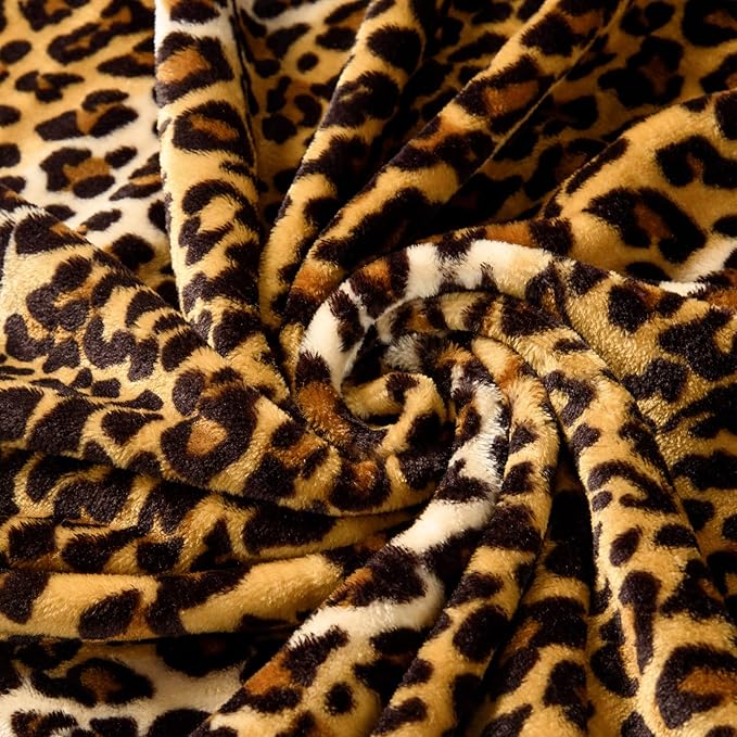 Bnuitland Leopard Print Fleece Flannel Throw Blanket, 300 GSM Double Sided Cheetah Print Blanket for Bed Sofa Couch Travel, Super Soft Fuzzy Fluffy Lightweight for Adults and Kids, 50×60 inch