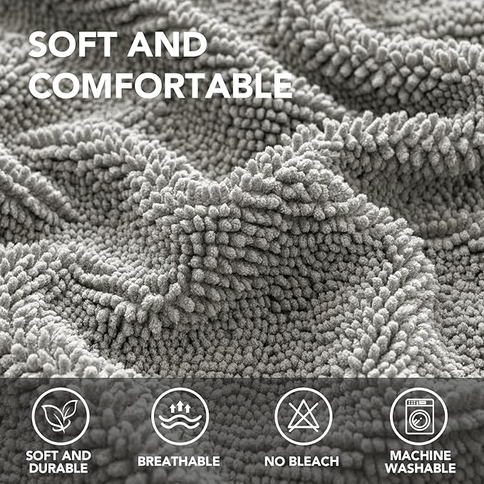 H.VERSAILTEX Non Slip Pet Couch Cover Chenille Dog Bed Protector Thick Soft Sofa Slipcover Pet Friendly Washable Couch Cushion Covers for Pets (30" x 70", Dove)