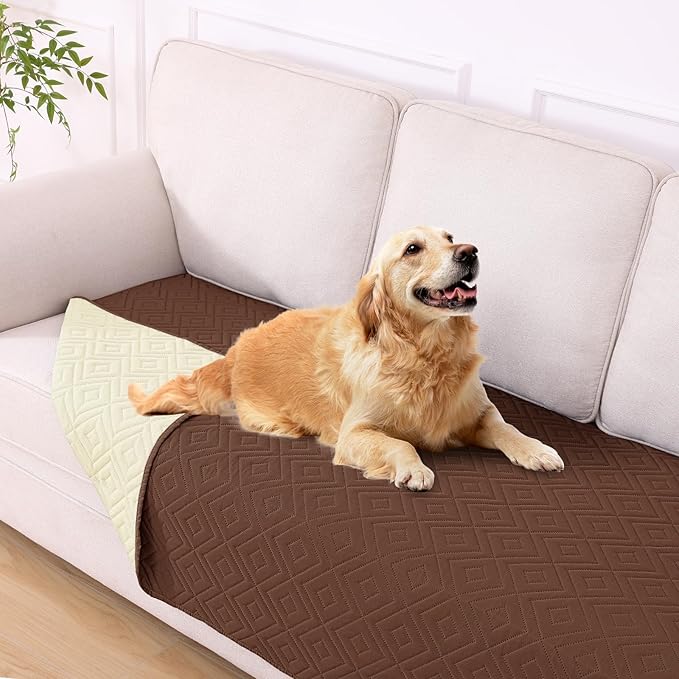 hyha Waterproof Dog Blanket, Soft Dog Bed Cover Pet Blankets, Waterproof Sofa Couch Cover for Dogs Washable, Reversible Pet Couch Covers for Sofa Furniture (40x70 Inch, Brown/Beige)